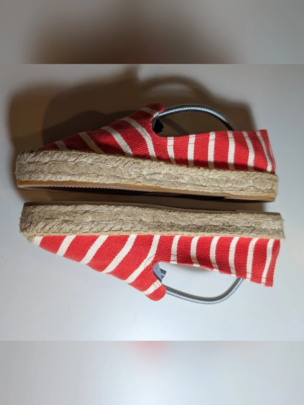 Soludos Striped Red and White Espadrille Slip-Ons - Women Size 10